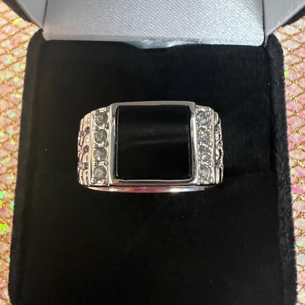 Mens onyx and CZ ring